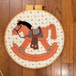 Vintage Round Rocking Horse | Hoop Heirloom Hand-Embroidered Nursery Keepsake